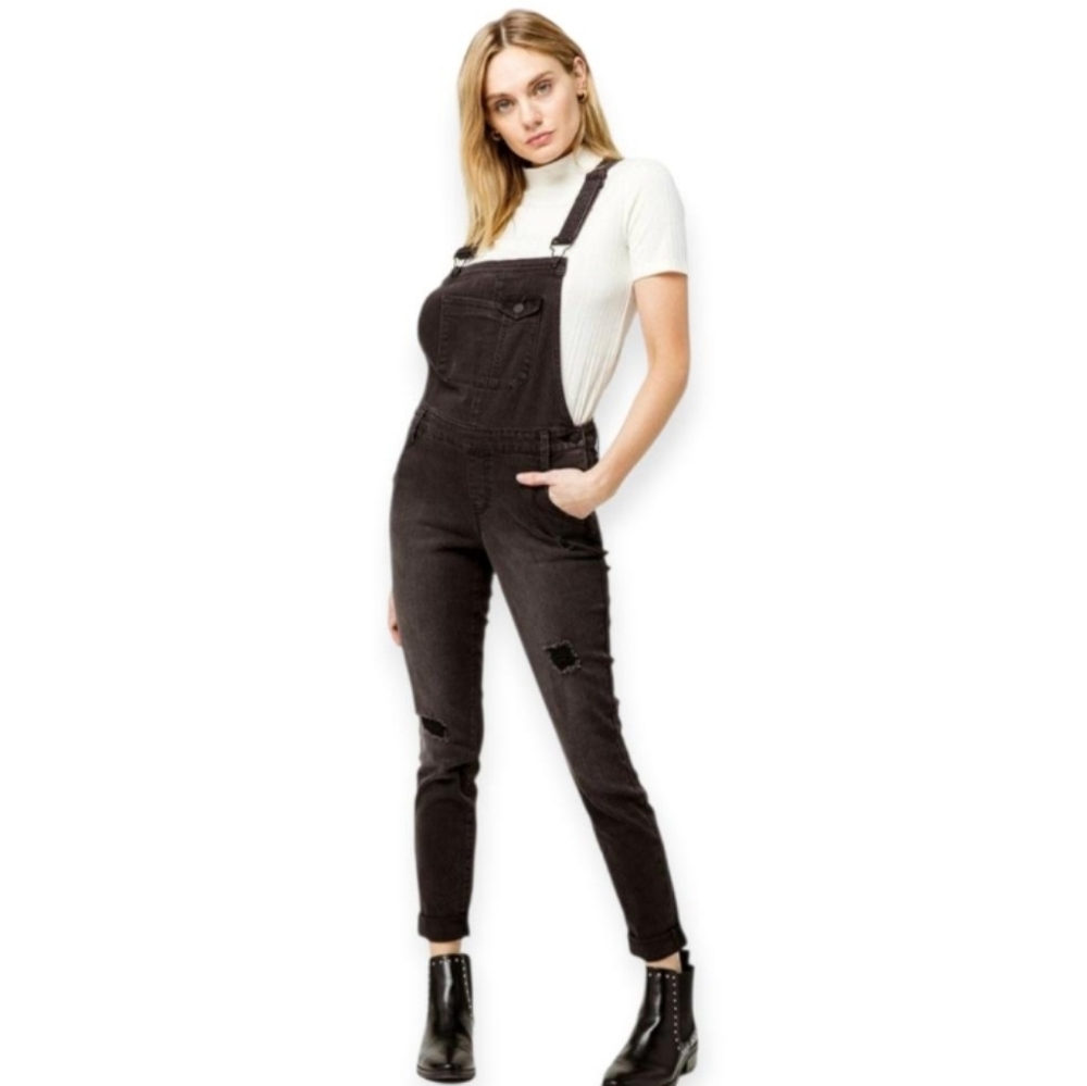 Women's Black Denim Overalls